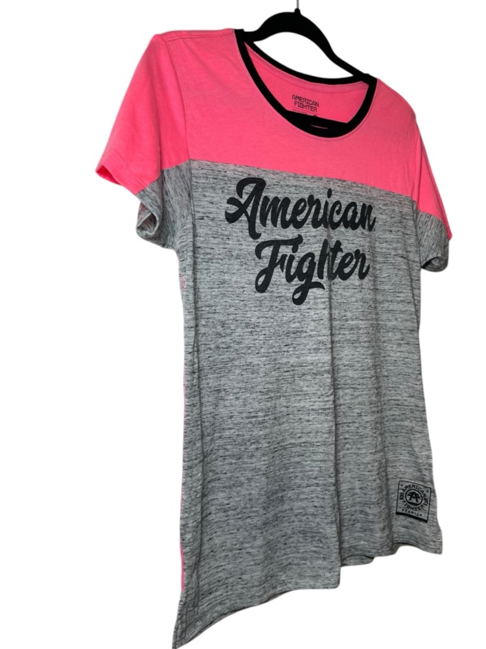 American Fighter Buckle Women’s Pink & Heather Gray Script Logo Tee Size Large - Picture 9 of 16